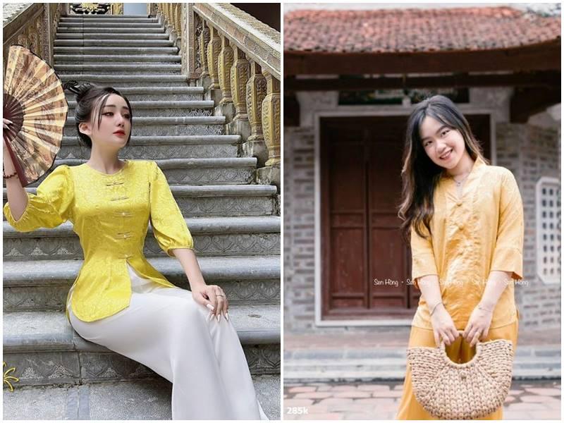 Dam suong dai mau xanh ngoc pastel voi thiet ke co kin, tay dai, the hien su thanh lich, kin dao khi di chua